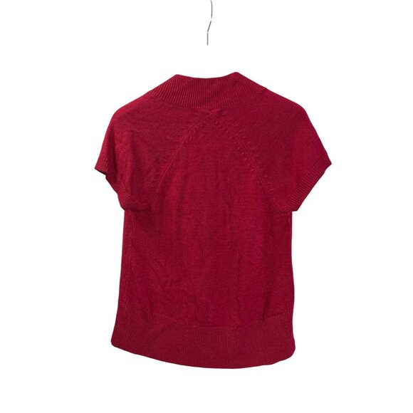 Coldwater Creek Womens M Red Short Sleeve V-Neck Sweater Acrylic - Picture 2 of 5